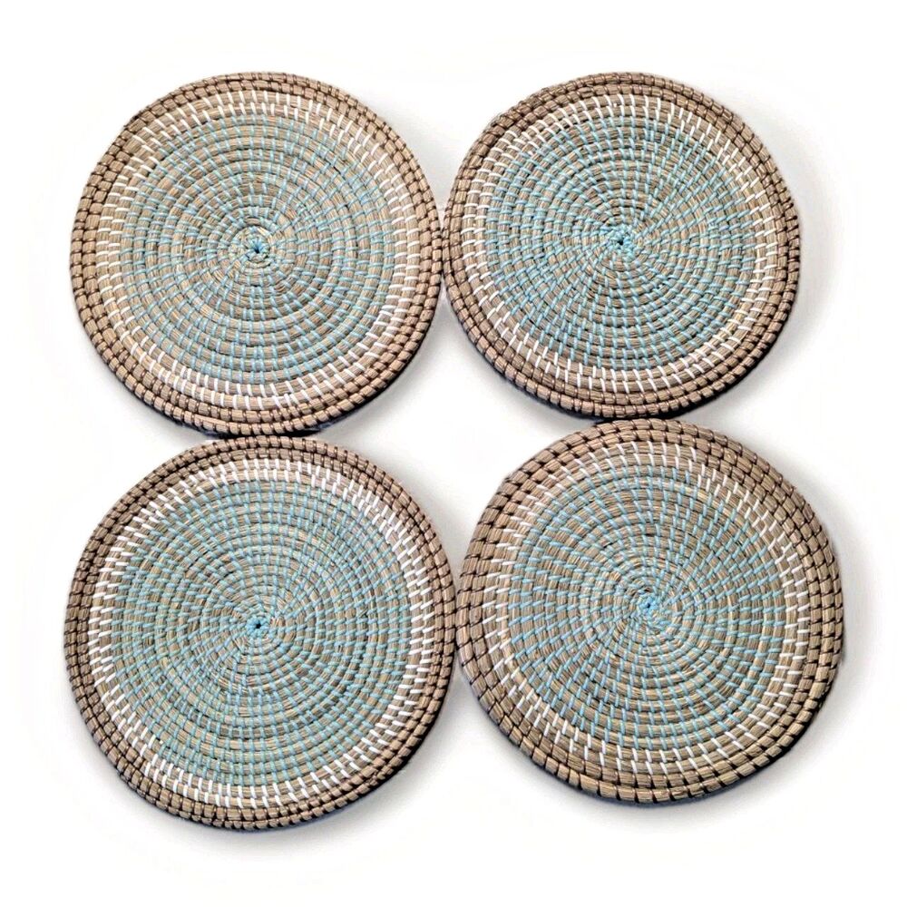 Seagrass Woven Placemats 4-pc Chargers Boho Eco- Friendly Heat Resistant 13.5-in